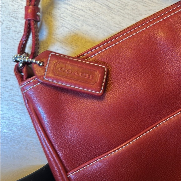 Coach Red Leather Shoulder Bag - Picture 10 of 11